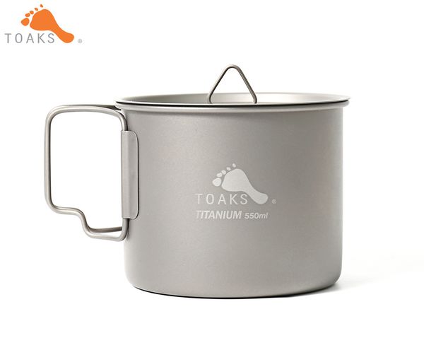 

toaks pot-550 pure titanium cup ultralight outdoor mug with lid and foldable handle camping cookware 550ml 100g
