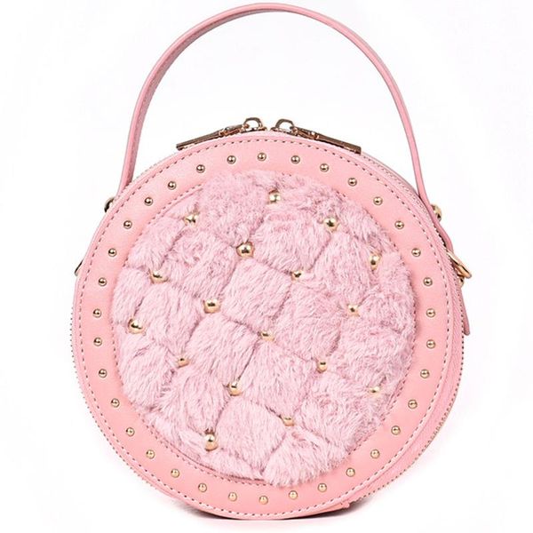 

women's shoulder crossbody bag fashion mini velvet women's bag chain pu leather clutch messenger bag designer round