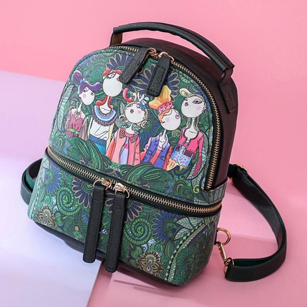 

forest girls printing rectangular backpack bag mochila backpack women leisure pattern bags female clutch messenger bag y