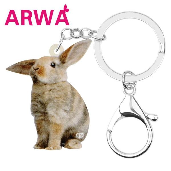 

arwa acrylic brown easter hare keychains keyring pet animal key chain jewelry for women girl kid bag car decoration, Silver