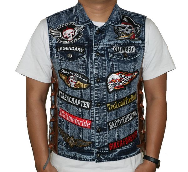 

genuine checking retro pirate locomotive vest for motorcycle skeleton cowboy