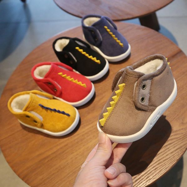 

2019 winter infant snow boots baby girls boys boots warm plush cartoon outdoor soft bottom non-slip kids cotton shoes, Black;grey