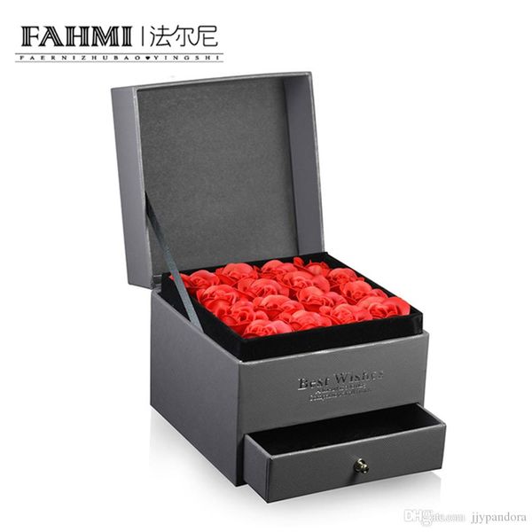 

fahmi new high-quality jewellery set box boutique jewelry gift box rose flower jewelry noble gift box a, Black;white