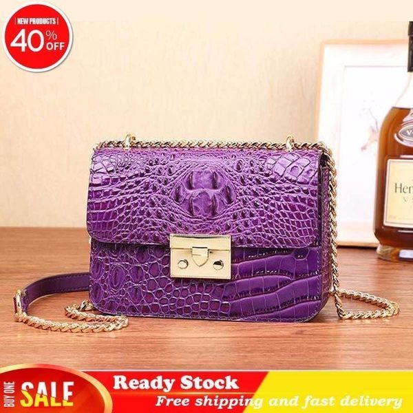 

new wallets wholesale single shoulder package genuine leather small square lock catch chain ma'am ladies blue purses for women