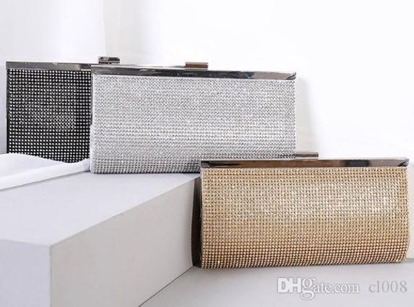 

quality women fashion clutch bags 2019 new rhinestone banquet dinner bags 22.5cm small sizes hasp smooth hardware