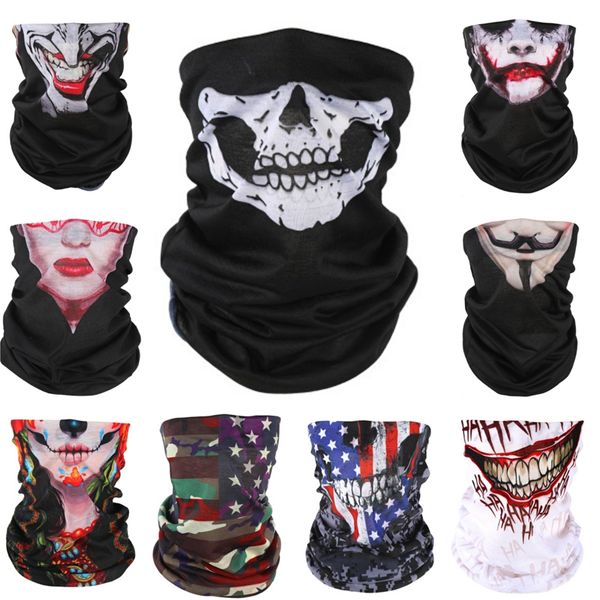 

designer skull scarf outdoor travel ice silk skull scarf mens riding mask face towel summer neck er magic skull scarf female sunscreen c #60, Blue;black