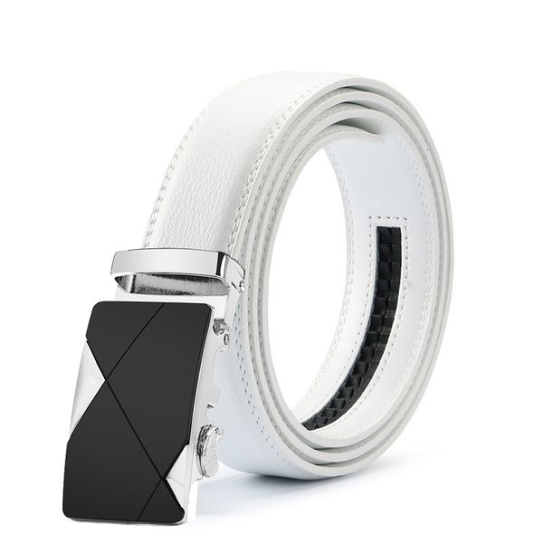 

men white belt male genuine leather belt strap belts for men automatic buckle black belts, Black;brown