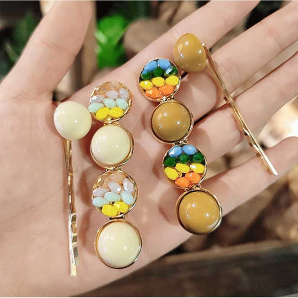 

spring / summer 2020 rainbow bean hairpin forest girl liu haipin hair accessories, Slivery;white