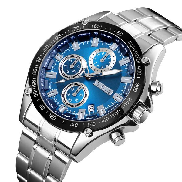 

zinc alloy waterproof korean version of the trend steel belt men's quartz watch watch outdoor sports business men gifts 2019, Slivery;brown