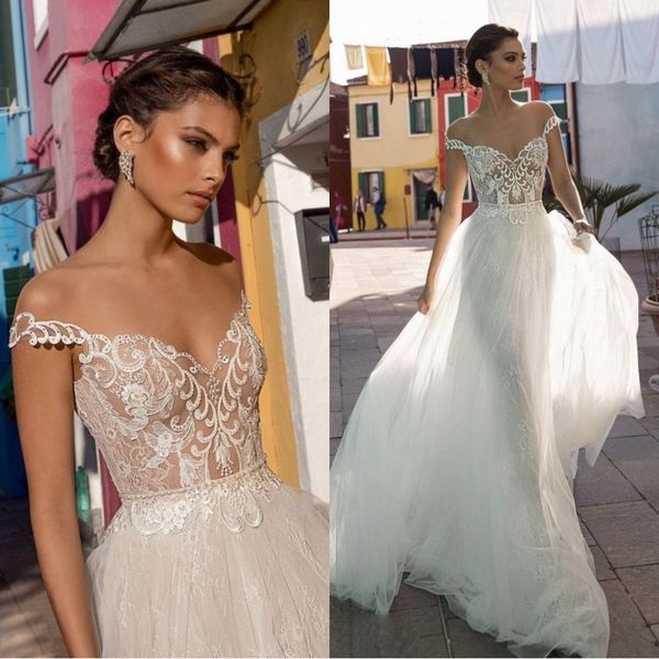 

2019 gali karten a line wedding dre e illu ion off houlder leevele backle bridal gown lace applique wedding bridal gown