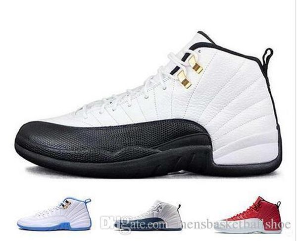 

quality high 12 12s mens basketball shoes sneakers white gym red dark grey basketball shoes taxi blue suede flu game