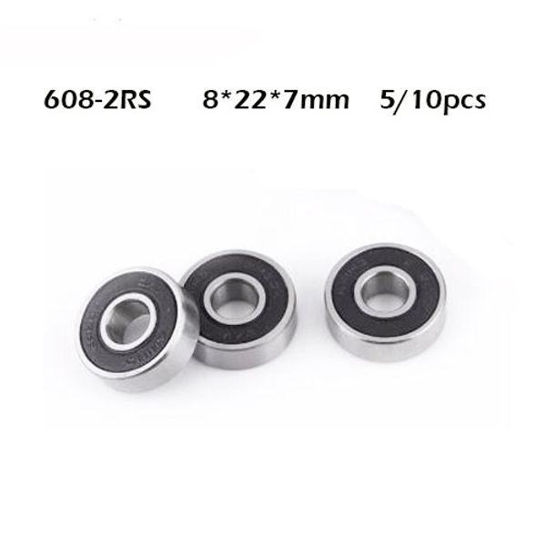 

5/10pcs/set 608 2rs ball bearing abec-1 8x22x7 mm deep groove steel sealed ball bearings 608rs z3v3 608-2rs 608rs bearing