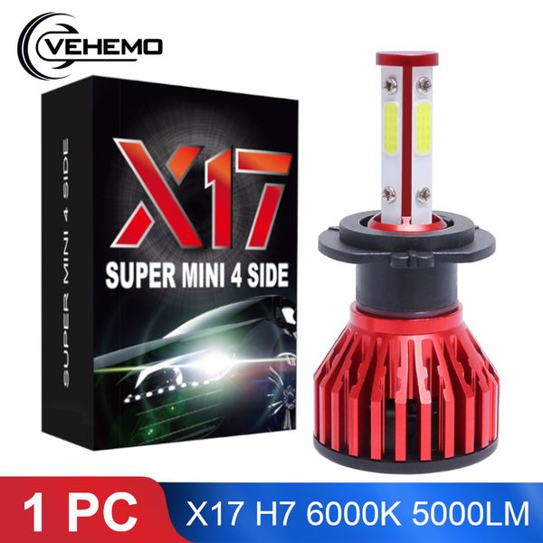 

x17 фар автомобиля 6000k h7 led 50w 5000lm 1x автомобильные светодиодные лампы авто фара cob туман лампочка styling automotivo
