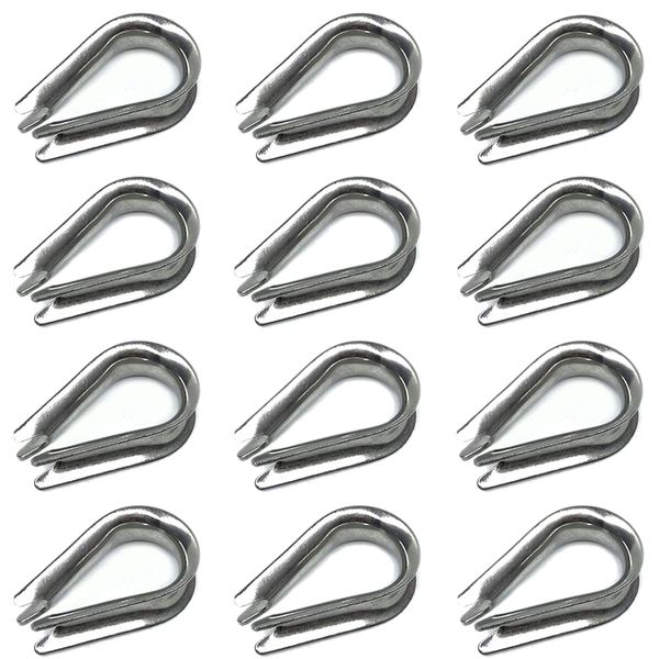

12 pcs m10 stainless steel thimble for 3/8 inch diameter wire rope cable thimbles rigging