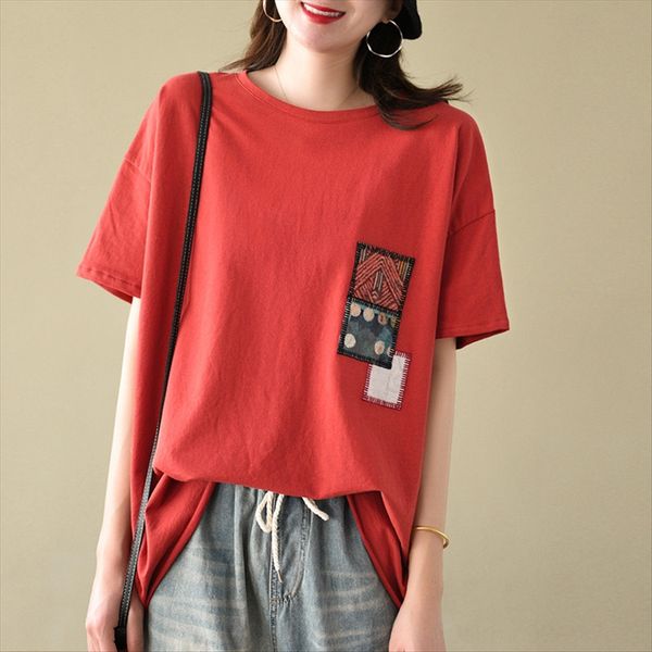 

qiluan drawing 2020 adhesive paper t-shirt pullover artistic sticker large size pullover t-shirt short-sleeved cotton thin and loose, White