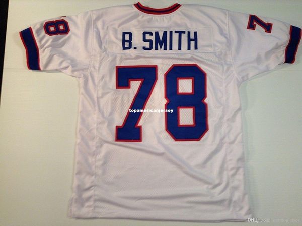 

retro custom sewn stitched #78 bruce smith white mitchell & ness jersey s-5xl,6xl men's football jerseys rugby, Black;blue