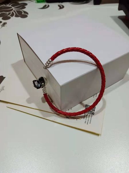 

fashion womens bracelets 925 sterling silver bule red layer real leather fit pandora charms beads jewelry bangle bracelet, Golden;silver