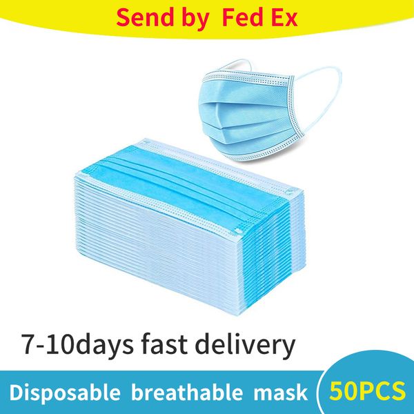 

in stockdisposable face masks 3-layer pack of 50pcs melt-blown nonwoven fabric in middle suitable and breathable for personal protection