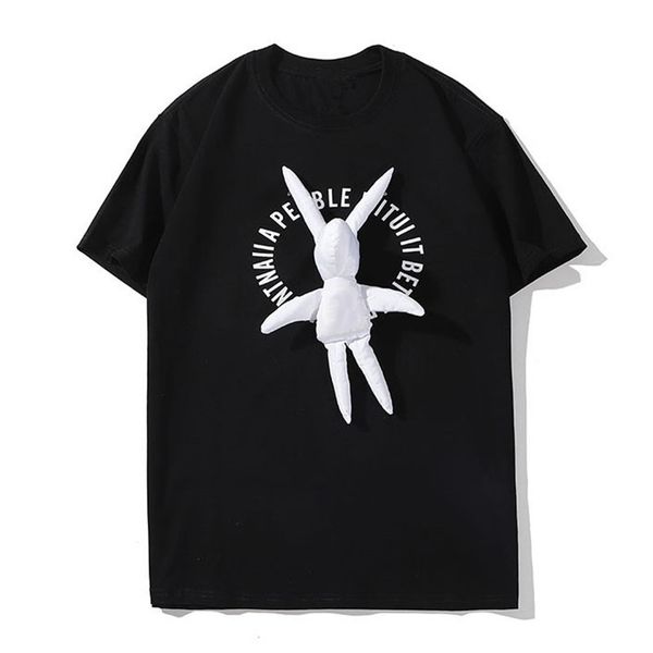 

fashion men stylist t shirt new men women cartoon print short sleeve rabbit fashion mens stylist tees 3 colors s-2xl, White;black