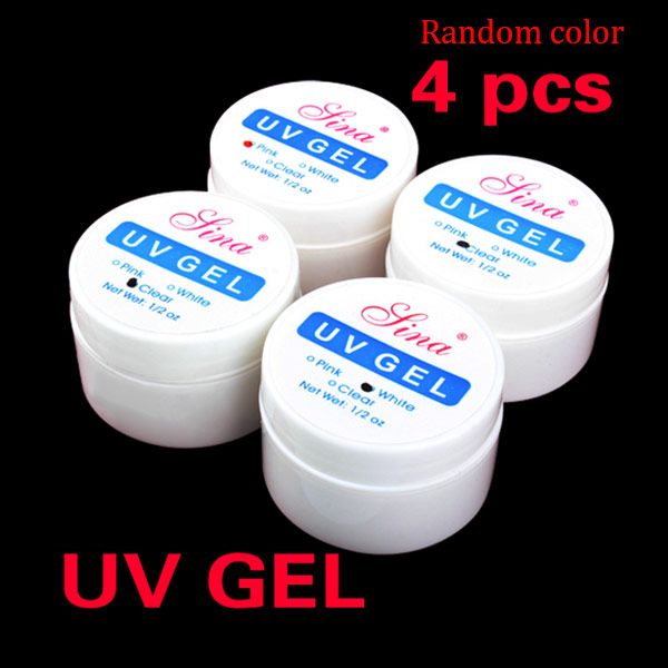 

1/4 pcs nail art glue uv builder gel cute clean pink white builder kit glues set, Red;pink