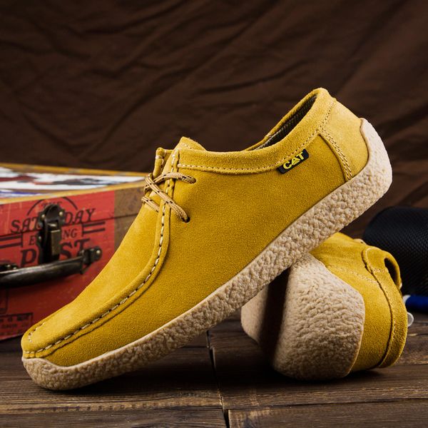 

spring/autumn youth fashion men shoes yellow suede leather mens footwear comfortable casual men sneakers designer drive shoe man, Black