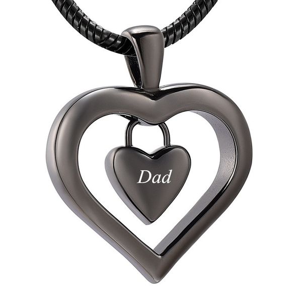 

ijd9962 double gun color heart surface stainless steel cremation keepsake pendant for ashes jewelry memorial souvenir necklace jewelry, Silver