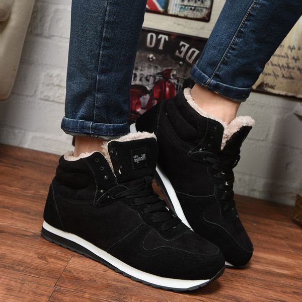 

new men boots plus size men's winter shoes fashion snow boots for men shoes winter ankle male footwear, Black