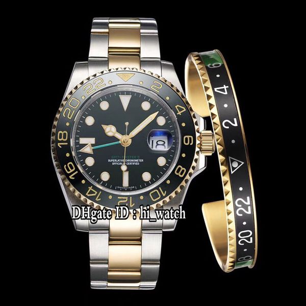 

new jff gmt ii 116713 batman a2813 automatic mens watch two tone yellow gold black ceramic black dial watches (bracelet) hi_watch 33c3, Slivery;brown
