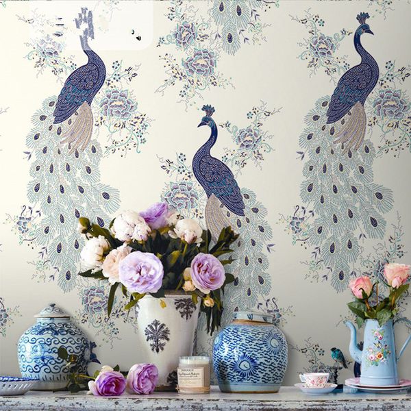 

chinese style peacock blue wall paper blue peacock chinese style wallpaper living room background wall bedroom l new