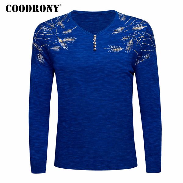 

coodrony sweater men casual long sleeve button v-neck pullover men clothes 2018 autumn winter mens sweaters soft pull homme 8180, White;black