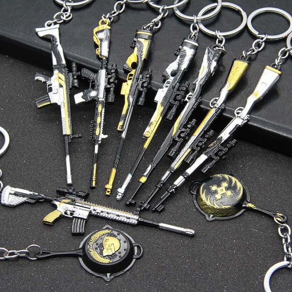 

new collection jedi survival keychain pendant pendant eating chicken metal game perimeter gun weapon model 98k key chain model