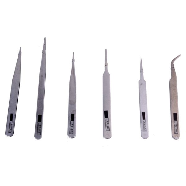 

6x brucelles tweezers pliers antistatic tweezers ts-10/11/12/13/14/15 for pcbs