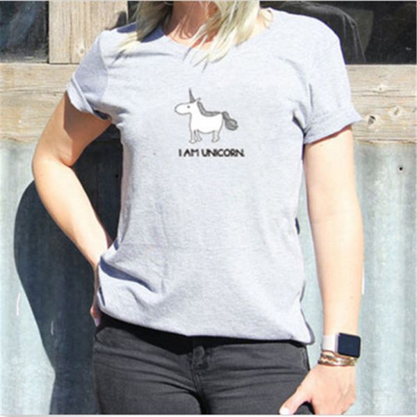 

2017 lovely unicorn print white women t shirts short batwing sleeve shirt female femininas loose clothing tee shirts