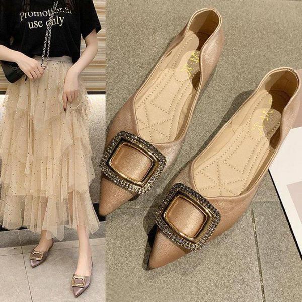 

women flats shoes casual loafers slip on office ladies shoe crystal pointed toe party shoes fashion zapatos mujer, Black