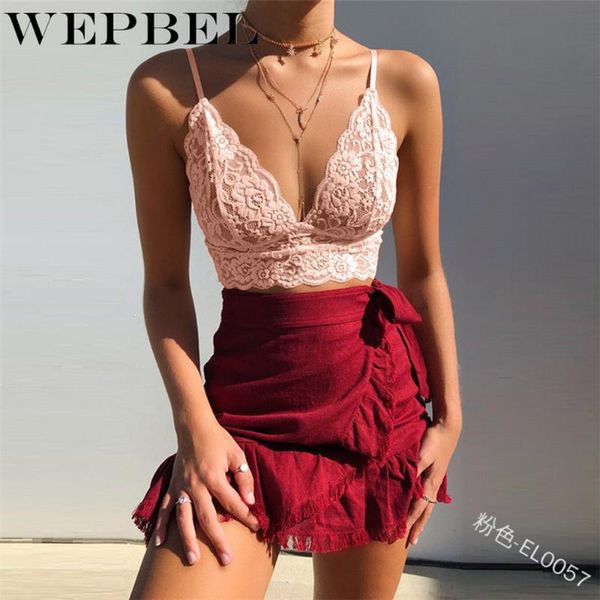 

wepbel lacy bra crop women bralettes women's lace spaghetti strap lace bralette plus size, White