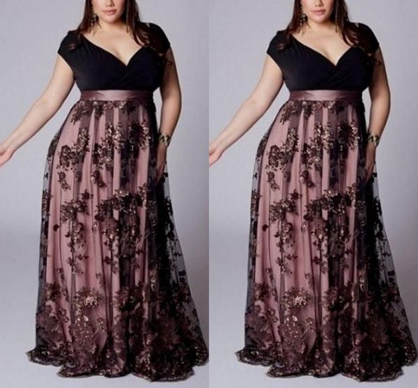 

pink and black lace plus size mother of the bride dresses wedding short sleeves sweetheart pleated empire waist groom evening gowns party, Black;red