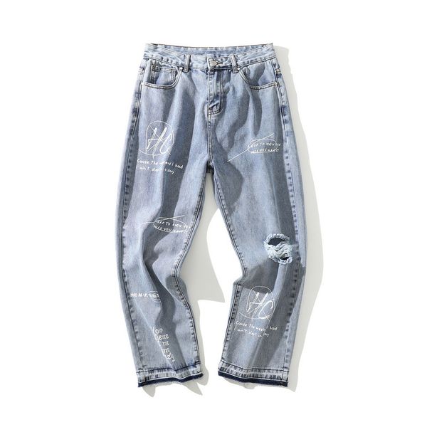 

ah11566 fashion men's jeans 2019 runway european design party style men's clothing, Blue