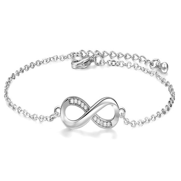 

korean ladies bracelets 925 silver fashion 8 word shaped crystal cubic zirconia bracelet jewellery wedding party gifts rose gold, Black