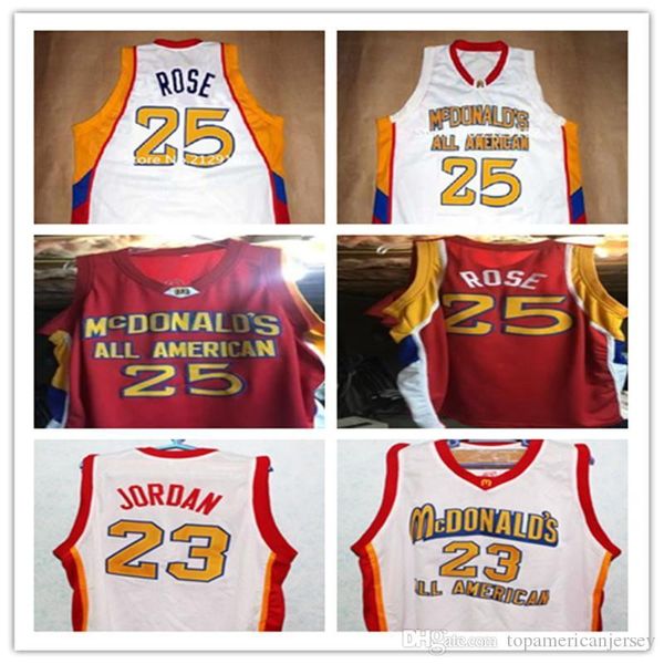 

derrick rose #23 dolphins mcdonald all american basketball jersey retro throwbacks menswear, Black;blue