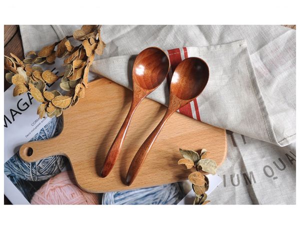 

coffee spoon for kitchen bar restaurant wooden spoon fork bamboo kitchen cooking utensils tool soup teaspoon cutlery l0422