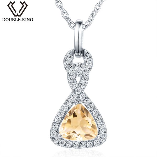 

double-r 1.0 ct natural citrine gemstone pendants female 925 silver necklace fine brand jewelry for women