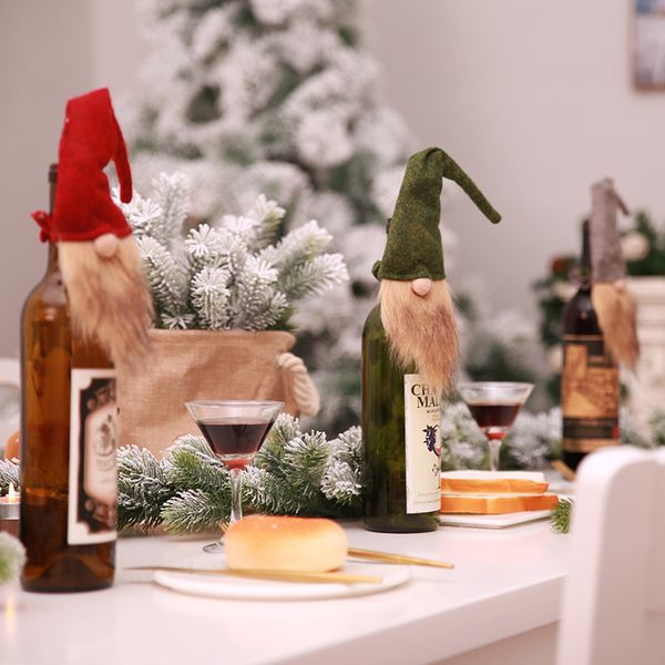 

champagne cover christmas decor package festival no face doll fabric wine bottle cove santa claus party supplies