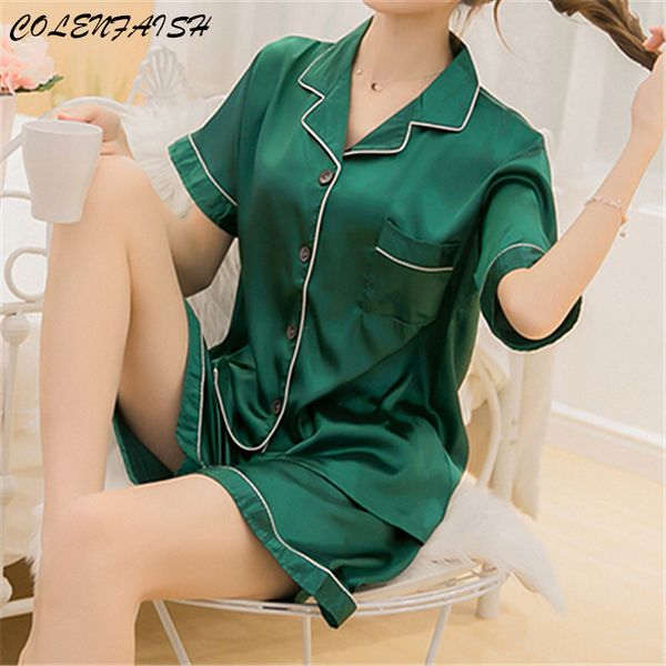 

summer large size -5xl women's pajamas short silk pijama mujer home suit leisure comfort sleepwear femme home clothes for women, Black;red