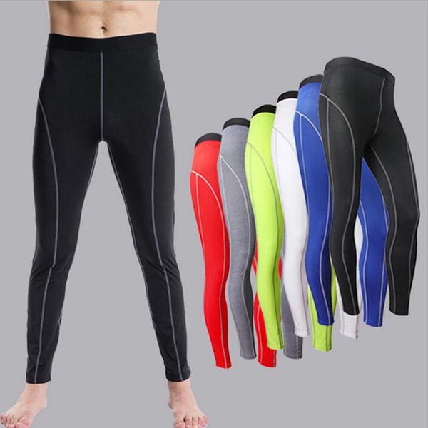 

polyester material men's sports tights fitness running yoga men's tight training pants quick dry multiple colors to choose from, Black;blue