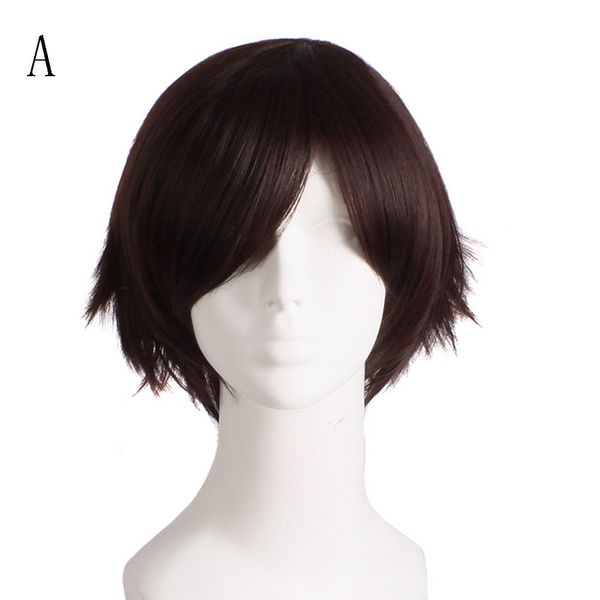 Halloween Men S Short Hair Wig Graduated Color Cosplay Wig Start Life In Another World Costume Play Red Green Purple Pink Wigs Small Hair Bun Donut