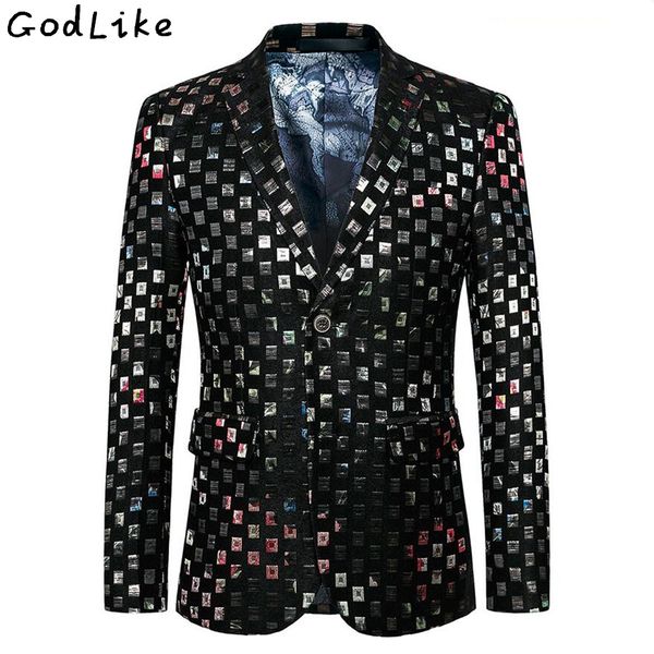

suit jacket men brand clothing 2018 new blazer men luxury print slim fit party dress suits blazer jackets, White;black
