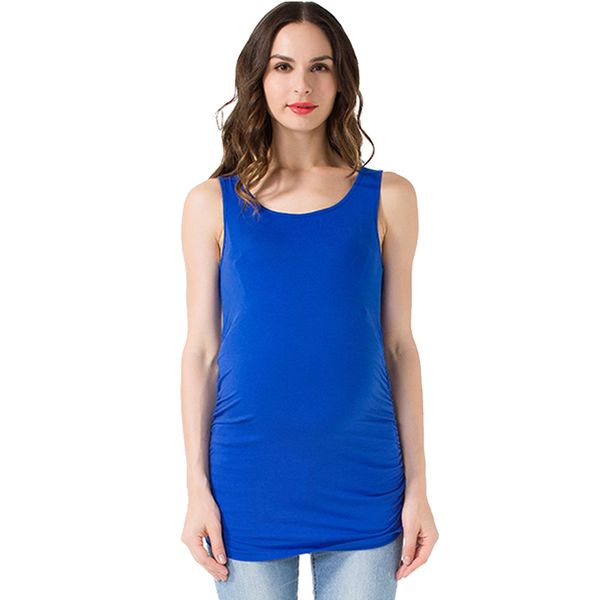 

беременная женщина пальто жилет материнства беременная одежда футболка сплошной цвет шею морщин рукавов сращивания полоса 28, White