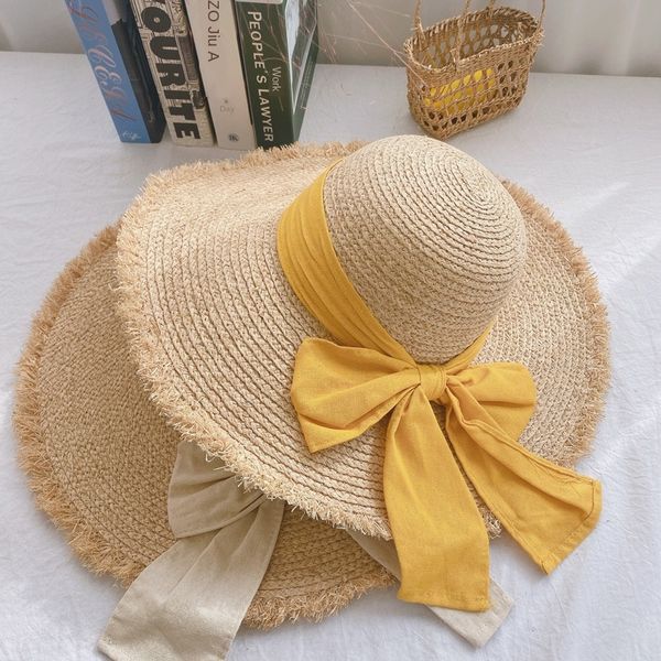

lafite summer beach butterfly butterfly large eaves beach hat women's sunscreen travel all-match bowknot sun hat, Blue;gray