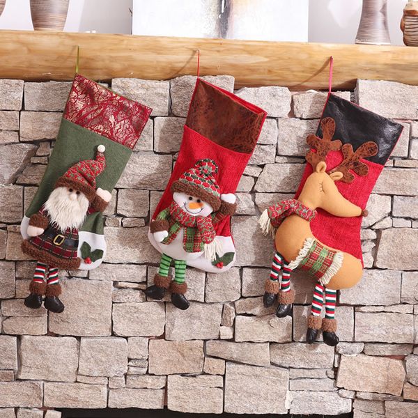 

happy new year christmas gift socks home tree hanging stocking candy gift bag xmas tree ornament cute diy decoration socks