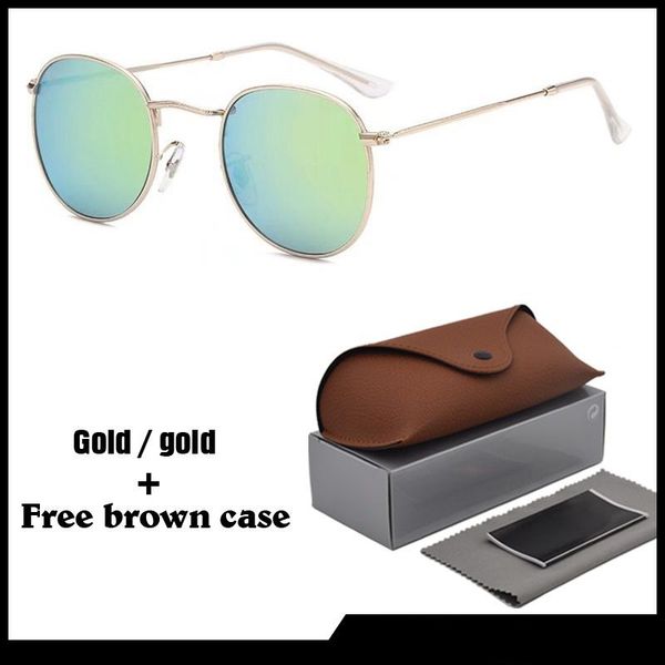 

new fashion sunglasses men women classical brand designer sun glasses coating mirrored uv400 lens round glasses with cases and box, White;black